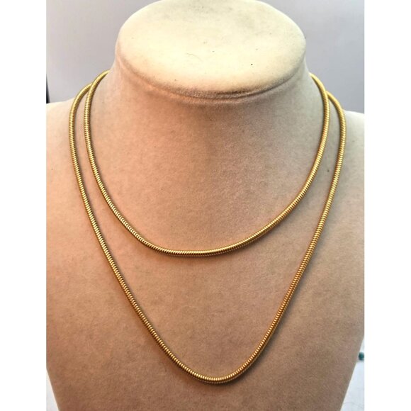 Gold Tone Anne Klein Snake Chain - approx 32" - Picture 1 of 3